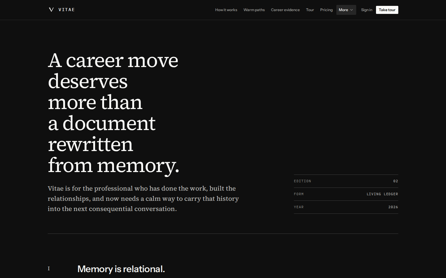 The public manifesto page set in a serif typeface, headed A career move deserves more than a document rewritten from memory.